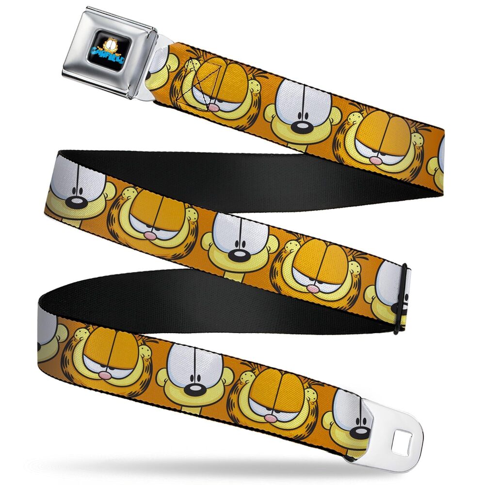 2882 Garfield Belt, Seatbelt Buckle Belt, Garfield and Odie Faces Close Up
